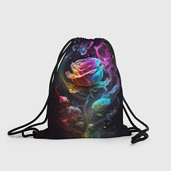 Рюкзак-мешок Неоновая бабочка над большой розой, цвет: 3D-принт