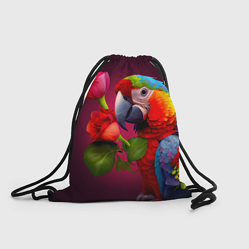 Мешок для обуви Попугай ара с цветами / 3D-принт – фото 1