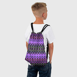Рюкзак-мешок Серо-фиолетовый этнический геометрический узор, цвет: 3D-принт — фото 2