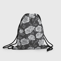 Рюкзак-мешок Нарисованные белые розы, цвет: 3D-принт