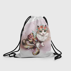 Рюкзак-мешок Милая кошечка с цветами, цвет: 3D-принт
