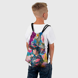 Рюкзак-мешок Девочка с птицами среди цветов - мскусство, цвет: 3D-принт — фото 2