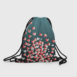 Рюкзак-мешок Падающие сердечки на зеленом фона, цвет: 3D-принт