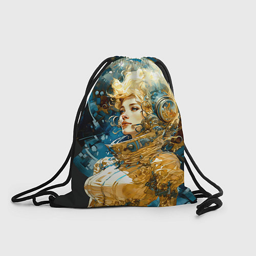 Мешок для обуви Блондинка космонавт в золотом скафандре / 3D-принт – фото 1