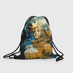 Рюкзак-мешок Блондинка космонавт в золотом скафандре, цвет: 3D-принт
