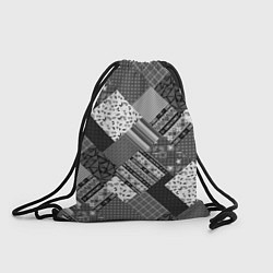 Рюкзак-мешок Черно белый лоскутный узор, цвет: 3D-принт