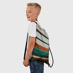 Рюкзак-мешок Абстрактные зелёные и оранжевые линии, цвет: 3D-принт — фото 2