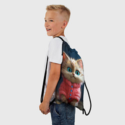 Рюкзак-мешок Котик в розовом свитере, цвет: 3D-принт — фото 2