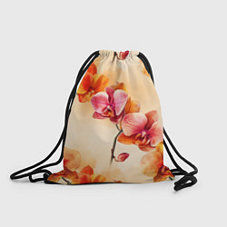Рюкзак-мешок Акварельные цветы - персиковый паттерн, цвет: 3D-принт