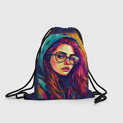 Рюкзак-мешок Девушка в очках из красок, цвет: 3D-принт