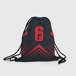 Рюкзак-мешок Красный символ Rainbow Six на темном фоне со стрел, цвет: 3D-принт