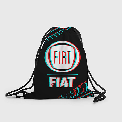 Мешок для обуви Значок Fiat в стиле glitch на темном фоне / 3D-принт – фото 1