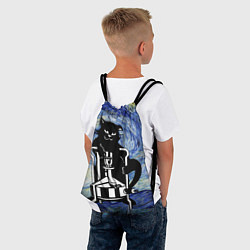 Рюкзак-мешок Кот Бегемот на примусе в Звездной ночи, цвет: 3D-принт — фото 2