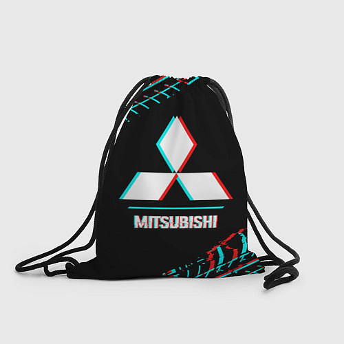 Мешок для обуви Значок Mitsubishi в стиле glitch на темном фоне / 3D-принт – фото 1