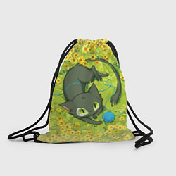 Рюкзак-мешок Судзумэ закрывающая двери: котик с клубком, цвет: 3D-принт