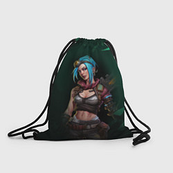 Рюкзак-мешок Jinx art green Arcane League of Legends, цвет: 3D-принт