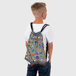 Рюкзак-мешок Значки на скины Бравл Старс Brawl Серый градиент П, цвет: 3D-принт — фото 2