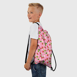 Рюкзак-мешок Паттерн земляника и цветы, цвет: 3D-принт — фото 2
