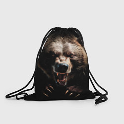 Рюкзак-мешок Бурый агрессивный медведь, цвет: 3D-принт