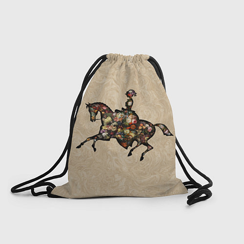 Мешок для обуви Ретро девушка на лошади и винтажные цветы / 3D-принт – фото 1