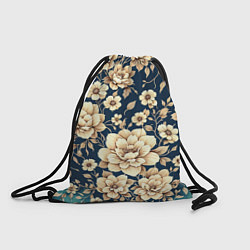 Рюкзак-мешок Золотые цветы узор, цвет: 3D-принт