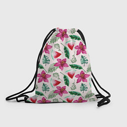 Мешок для обуви Арбузы, цветы и тропические листья
