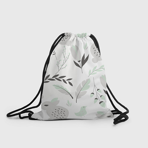 Мешок для обуви Зайцы и растения паттерн / 3D-принт – фото 1