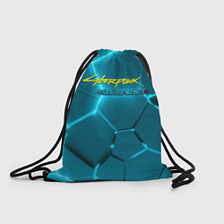 Рюкзак-мешок Cyberpunk 2077 phantom liberty blue logo, цвет: 3D-принт