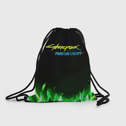 Мешок для обуви Cyberpunk 2077 phantom liberty green fire logo / 3D-принт – фото 1