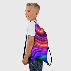 Рюкзак-мешок Яркие неоновые волны, цвет: 3D-принт — фото 2