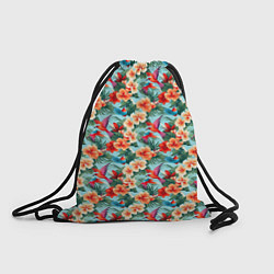 Рюкзак-мешок Гавайские цветы и птицы, цвет: 3D-принт