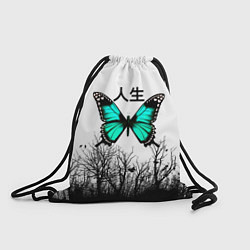 Рюкзак-мешок С бабочкой на фоне японского иероглифа, цвет: 3D-принт
