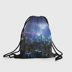 Рюкзак-мешок Большой город в розово-голубых огнях, цвет: 3D-принт