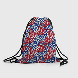 Рюкзак-мешок Белые синие красные узоры, цвет: 3D-принт