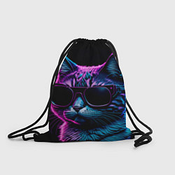 Рюкзак-мешок Неоновый котик в очках, цвет: 3D-принт