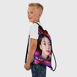 Рюкзак-мешок Джису с помадой на ярких волнах, цвет: 3D-принт — фото 2