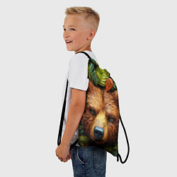 Рюкзак-мешок Медведь в листьях, цвет: 3D-принт — фото 2