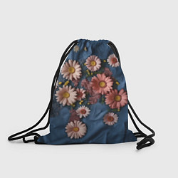 Рюкзак-мешок Хризантемы на джинсе, цвет: 3D-принт