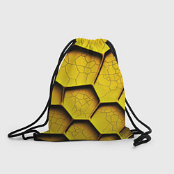 Рюкзак-мешок Желтые шестиугольники с трещинами - объемная текст, цвет: 3D-принт