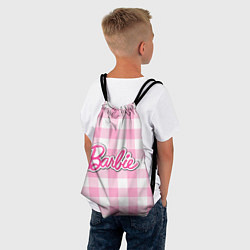 Рюкзак-мешок Барби лого розовая клетка, цвет: 3D-принт — фото 2