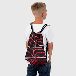 Рюкзак-мешок Неоновые линии красные, цвет: 3D-принт — фото 2