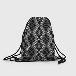 Рюкзак-мешок Черно-белый узор Искаженная геометрия, цвет: 3D-принт