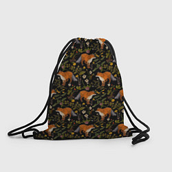 Рюкзак-мешок Лисы и цветы, цвет: 3D-принт