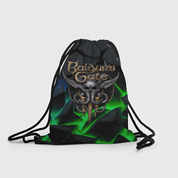 Рюкзак-мешок Baldurs Gate 3 black blue neon, цвет: 3D-принт