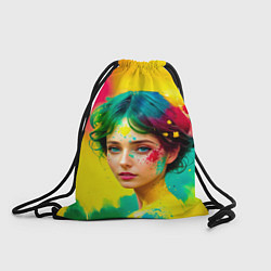 Рюкзак-мешок Девушка с зелёными глазами в брызгах краски, цвет: 3D-принт