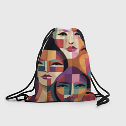 Рюкзак-мешок Геометрические портреты девушек, цвет: 3D-принт