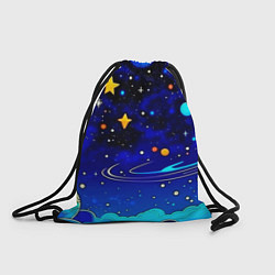 Рюкзак-мешок Мультяшный космос темно-синий, цвет: 3D-принт