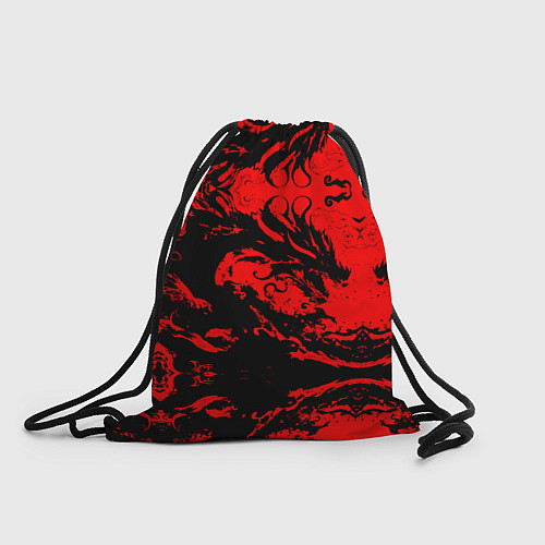 Мешок для обуви Черный дракон на красном небе / 3D-принт – фото 1