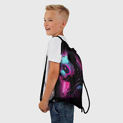 Рюкзак-мешок Панда киберпанк в фиолетовом свете, цвет: 3D-принт — фото 2