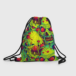 Рюкзак-мешок Зеленые психоделические черепа, цвет: 3D-принт